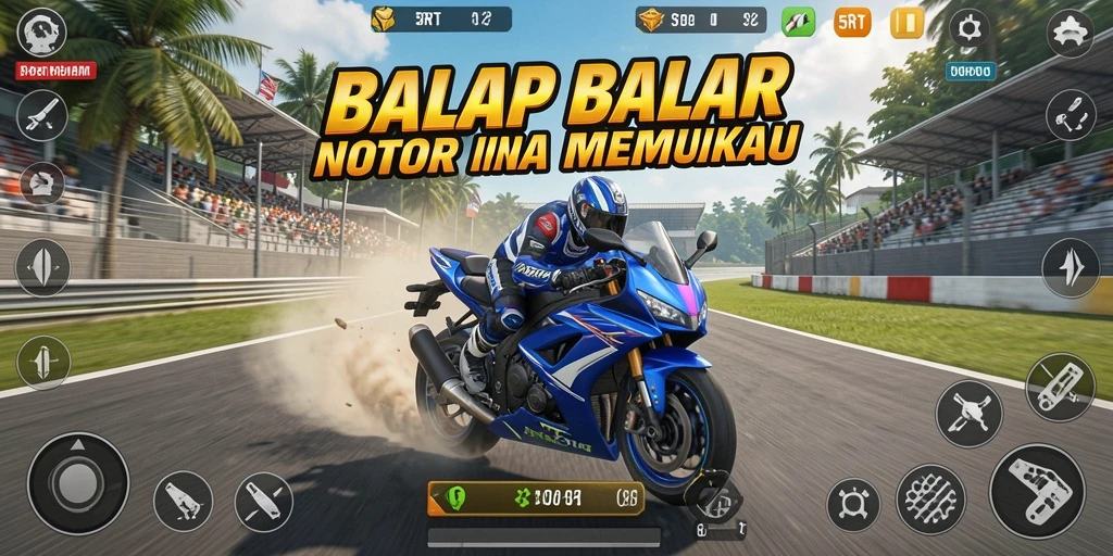 Tampilan seru dalam gameplay Motor Racing yang mendebarkan.