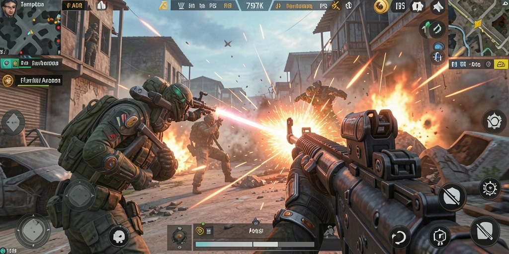 Tangkapan layar aksi dari gameplay mendebarkan 797K dalam mode FPS.
