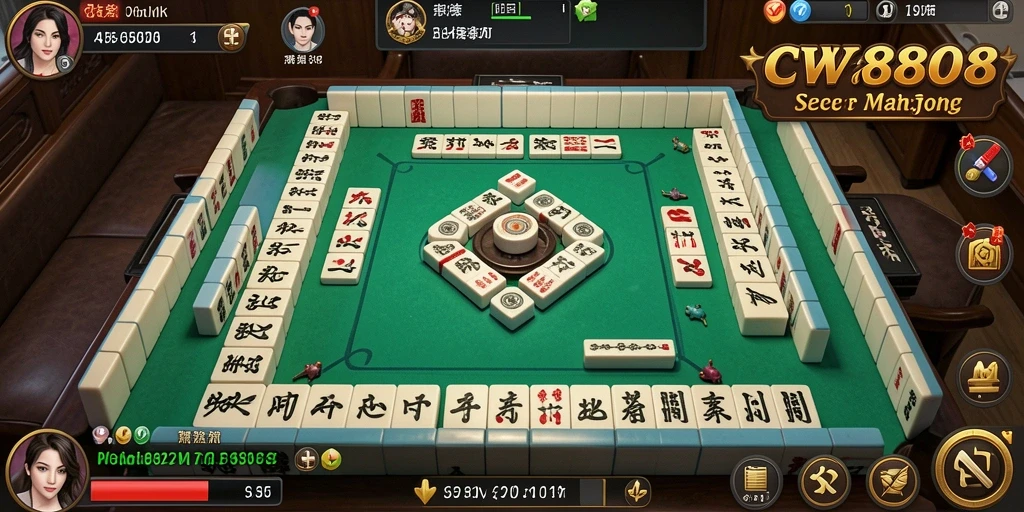 Screenshot utama CW8888 menampilkan aksi seru permainan Mahjong yang menantang.