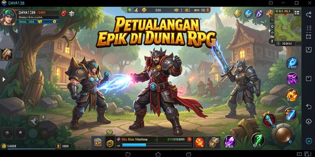 Tampilan screenshot menunjukkan pertarungan seru dalam game RPG DAYA138.
