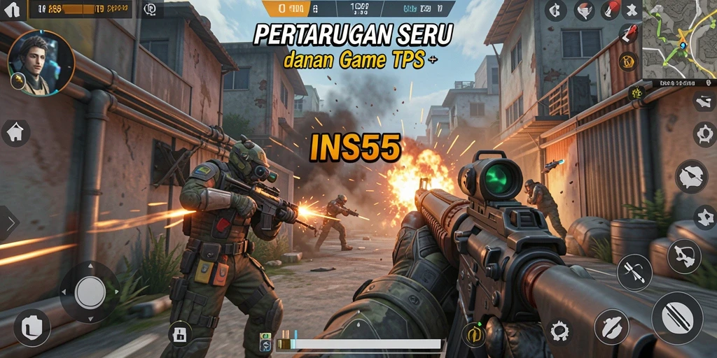 Tangkapan layar yang menunjukkan aksi gameplay menegangkan di INS55.