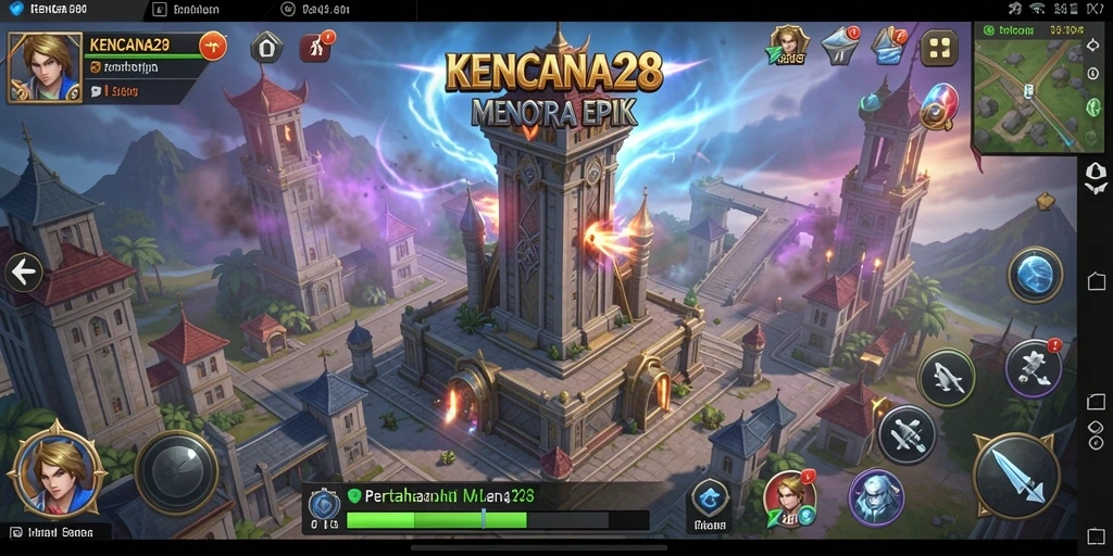 Gameplay mendebarkan KENCANA28 dengan menara dan musuh yang beragam.