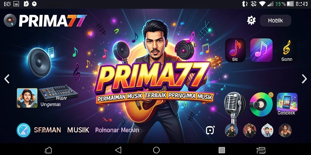 Tampilan menarik game PRIMA77 dengan gameplay musik yang seru.