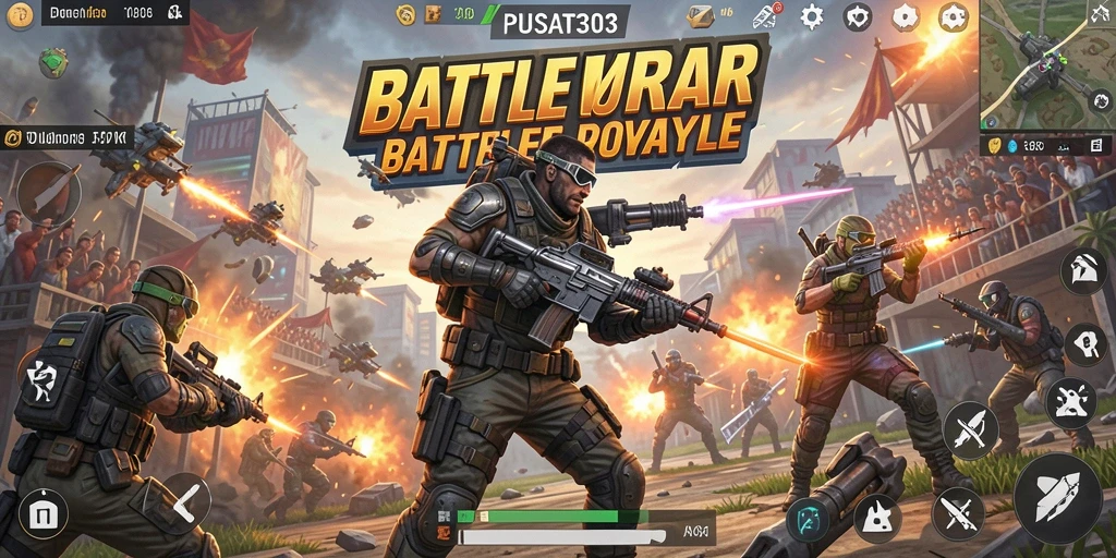 Tangkapan layar gameplay PUSAT303 yang mendebarkan di medan pertempuran.