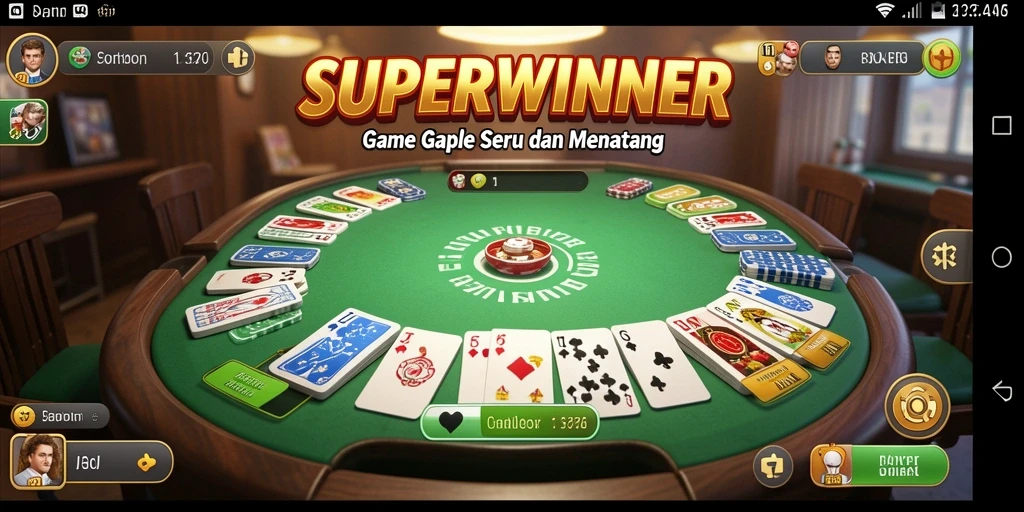 Screenshot SUPERWINNER menampilkan aksi bermain Gaple yang seru dan interaktif.