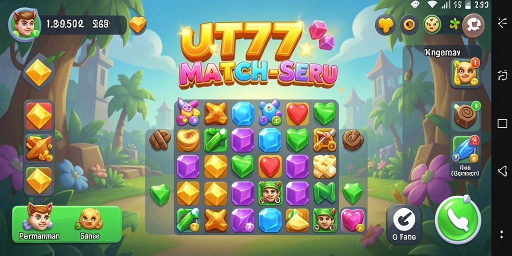 Tampilan gameplay UT77 menampilkan keseruan mencocokkan objek Match-3.